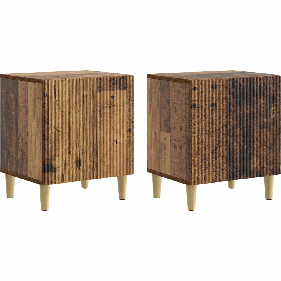 vidaXL Nachtkastje 2 st Oud hout 43 x 34,5 x 50 cm Bewerkt hout bruin, foto 3