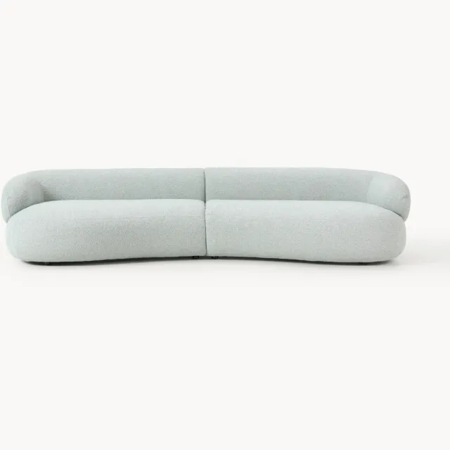 Westwing Collection Bouclé bank Alba (4-zits) Lichtblauw