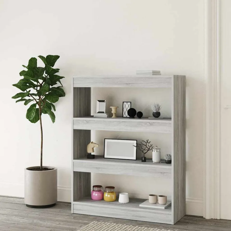 vidaXL Boekenkast/kamerscherm 80x30x103 cm bewerkt hout grijs sonoma, foto 2
