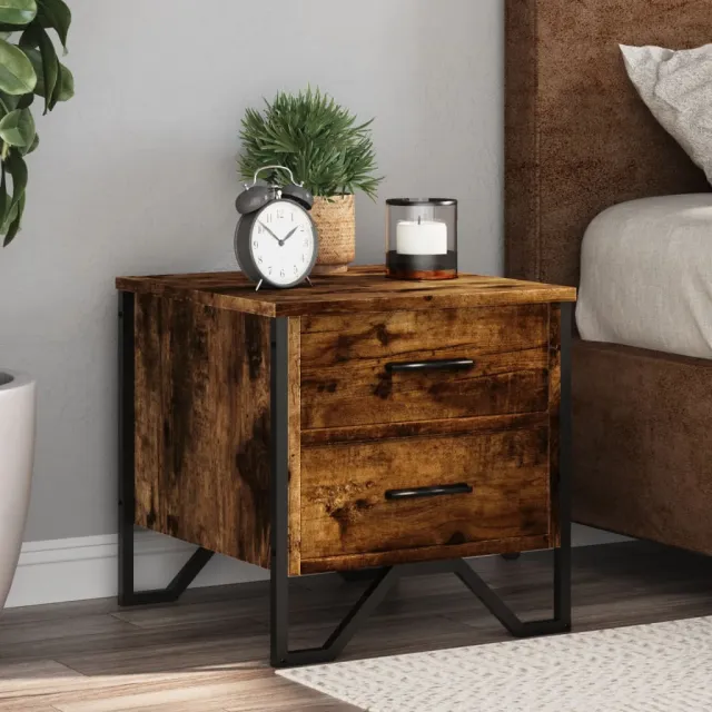 vidaXL Nachtkastjes 2 st 40x41x40 cm bewerkt hout gerookt eikenkleurig, foto 2