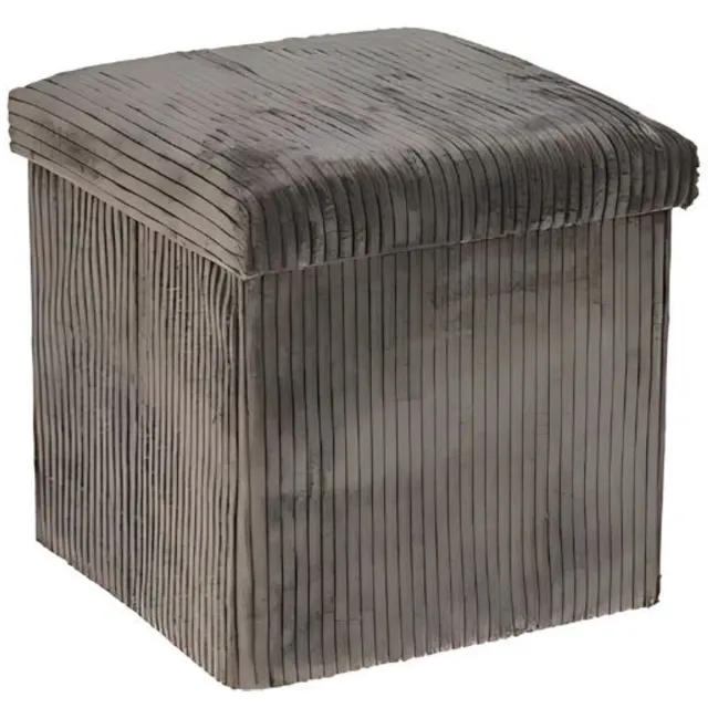 Konges Sløjd Corduroy Opvouwbare Poef -38x38x38cm - Donkergrijs Multi