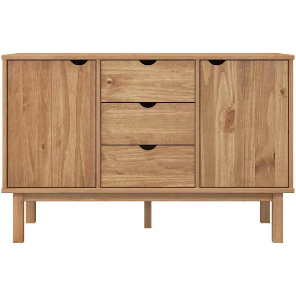 vidaXL Dressoir OTTA 113,5x43x73 cm massief grenenhout bruin, foto 4