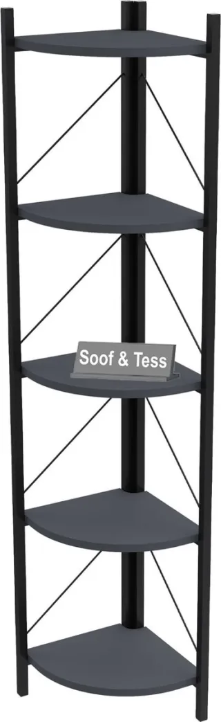Soof & Tess Soof&Tess Boekenkast - Antraciet - Opbergrek Met 5 Planken - Woonkamer - Slaapkamer 33 x 33 x 160 cm - Antraciet / Zwart - Open Planken - Voor Kantoor