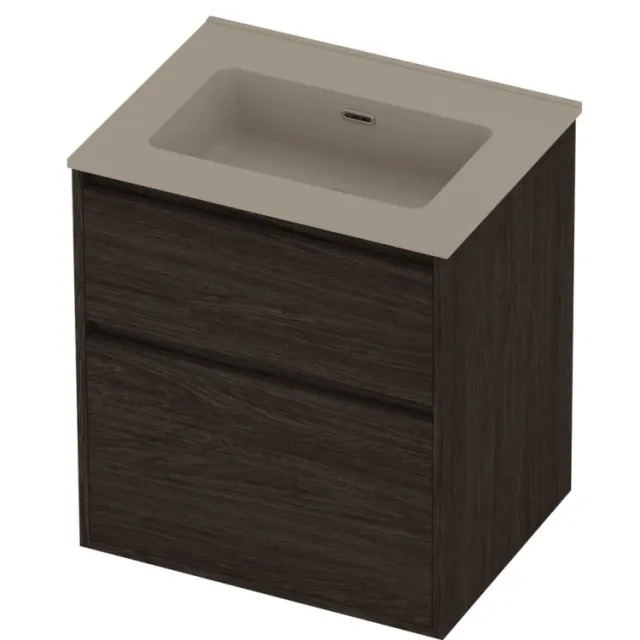 Proline Tribute Badmeubelset Porselein Elegant 1 Gat 60x46x67 cm Mat Crème Cotton Mokka Oak Eiken