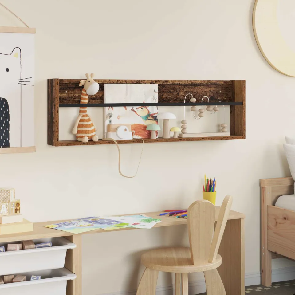 vidaXL Tijdschrift Rek met plank Oudhout 100 x 12 x 30 cm Bewerkt hout bruin, foto 4