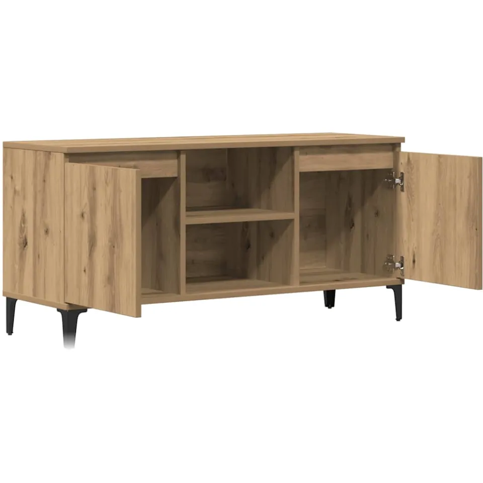 vidaXL Tv-meubel 102x35x50 cm bewerkt hout artisanaal eikenkleur Bruin