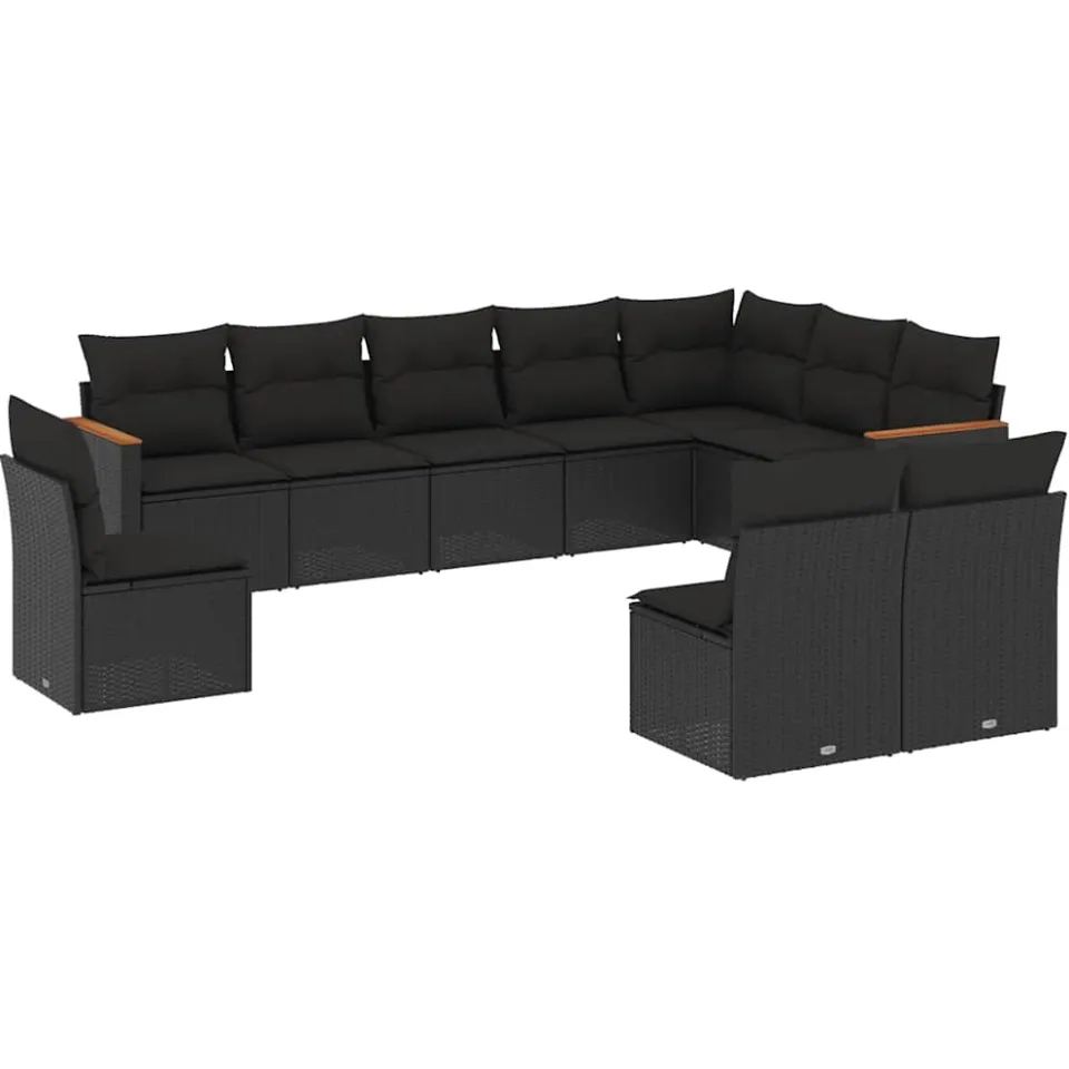 vidaXL Patio Sofa Set 10-zits Black, foto 3