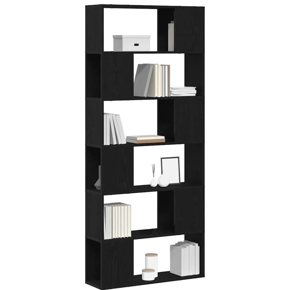 vidaXL Tv-meubelset 80 x 24 x 186 cm Zwart Bewerkt hout