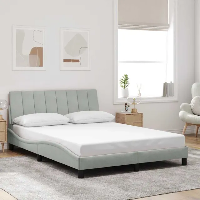 vidaXL Bedframe zonder matras "Hanko" 120x200 cm fluweel lichtgrijs