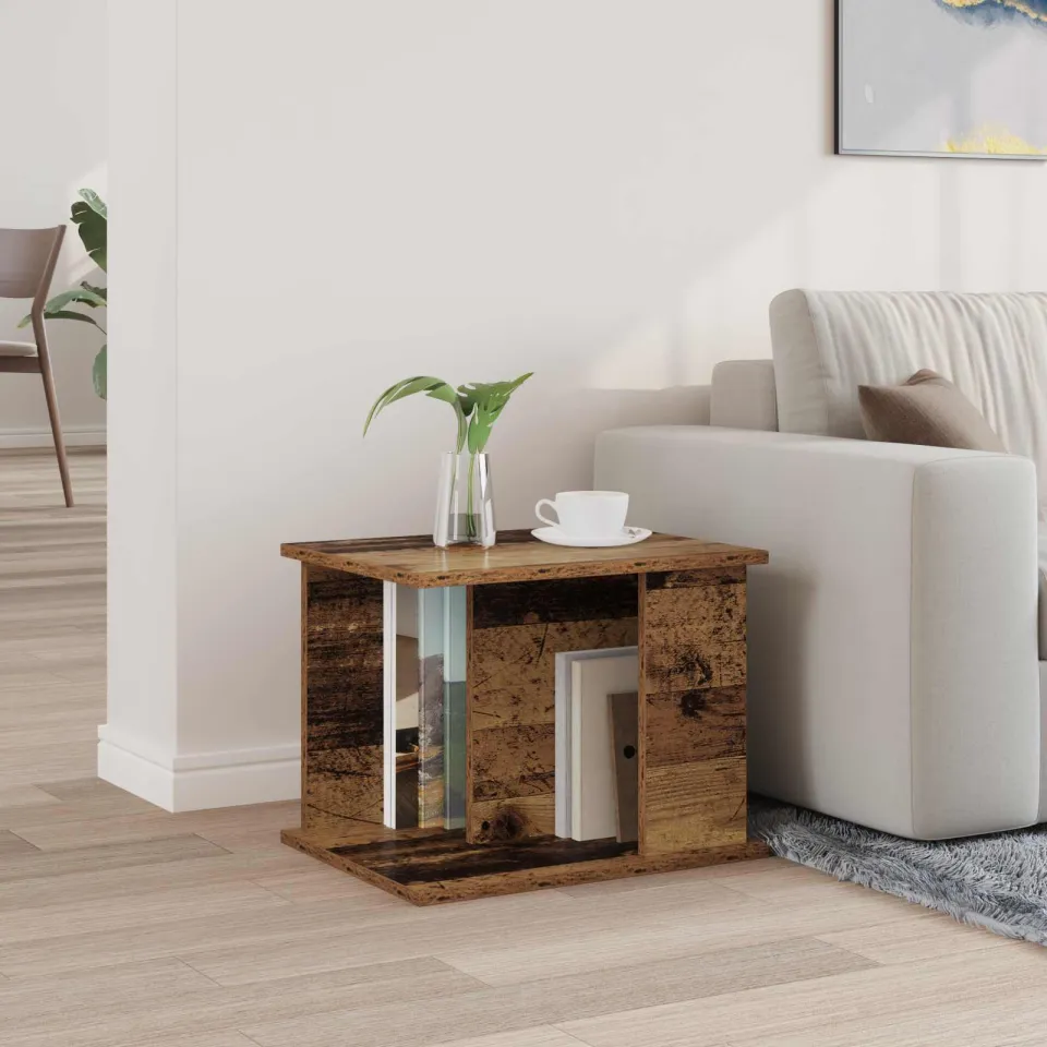 vidaXL Tijdschrift Rek met plank Oudhout 35 x 35 x 45 cm Bewerkt hout bruin, foto 4
