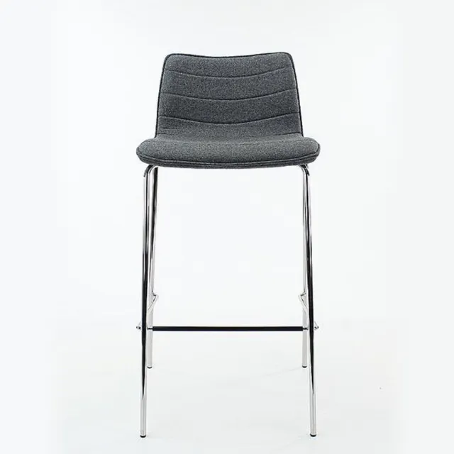 Workliving Verona Barkruk 75 cm - Middengrijs Wolvilt - Chroom onderstel