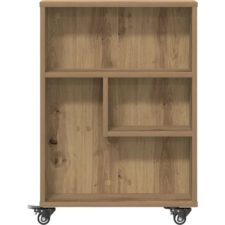 vidaXL Opbergtrolley smal 48x13x68 cm bewerkt hout artisanaal eiken Bruin