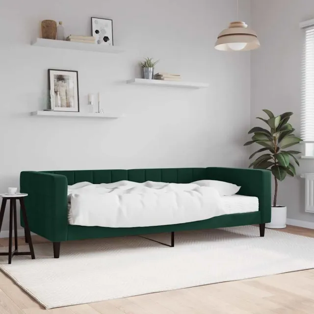 vidaXL Slaapbank met matras 90x200 cm fluweel donkergroen