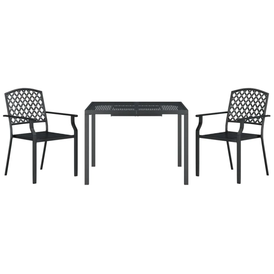 vidaXL 3-delige Tuinset staal antracietkleurig Anthraciet