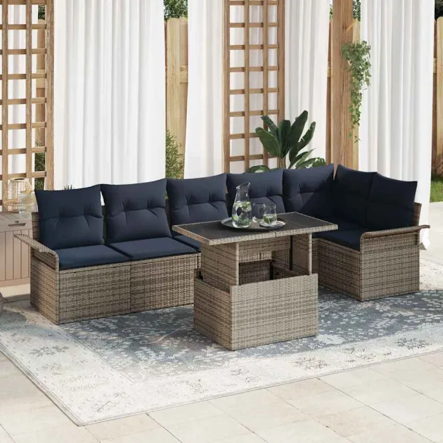 vidaXL Tuin Sofa Set 7 st Grijs [Synthetisch]: Poly Rattan, foto 2