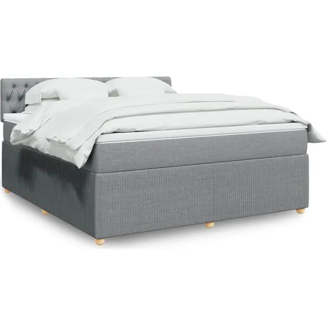 vidaXL Boxspring met matras stof lichtgrijs 180x200 cm grijs