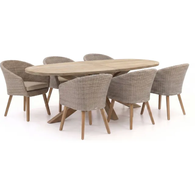 Intenso Furniture Intenso Tropea/ROUGH-Y Ellips 240cm dining tuinset 7-delig Bruin
