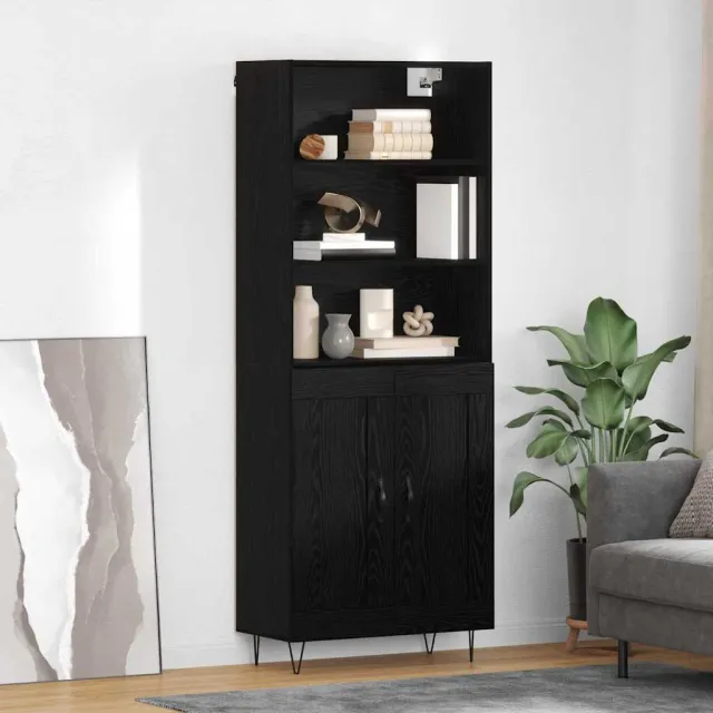vidaXL Hoge kast 2 st Zwart Eiken 69,5 x 34 x 180 cm, foto 2
