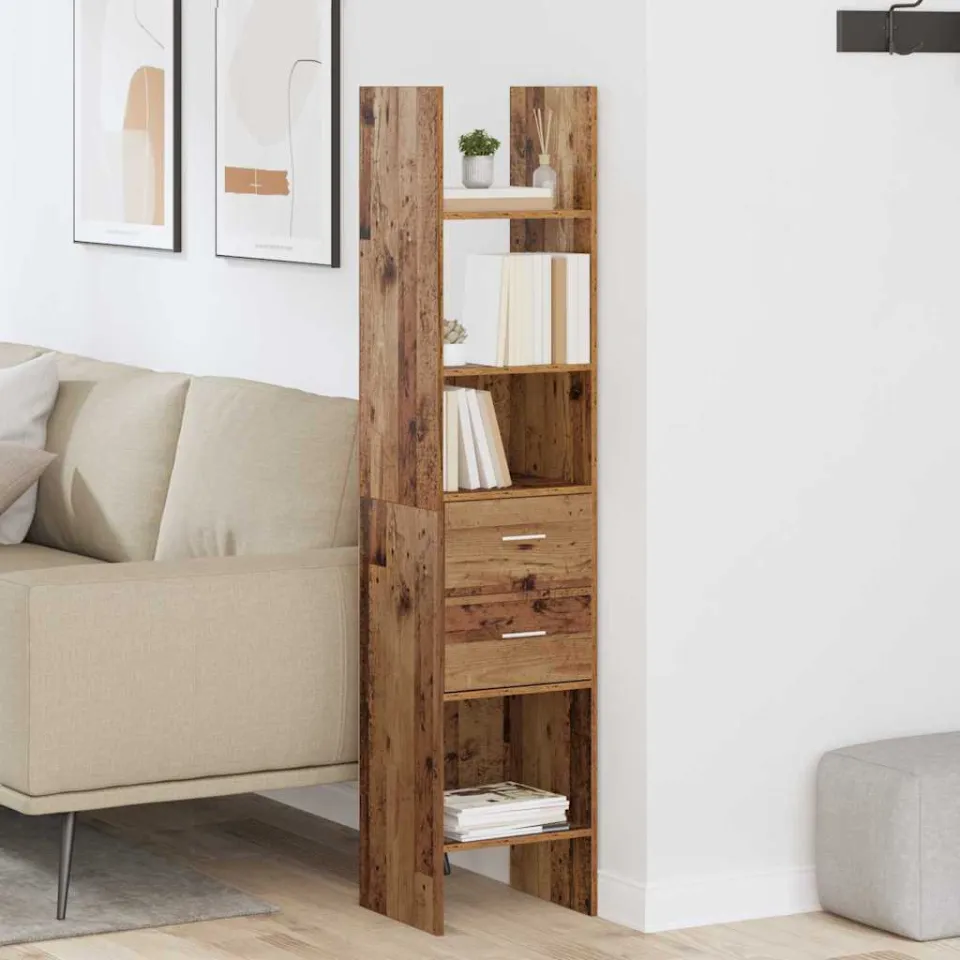 vidaXL Boekenkast 2-laags 40 x 35 x 180 cm Bewerkt hout Oud hout bruin, foto 3