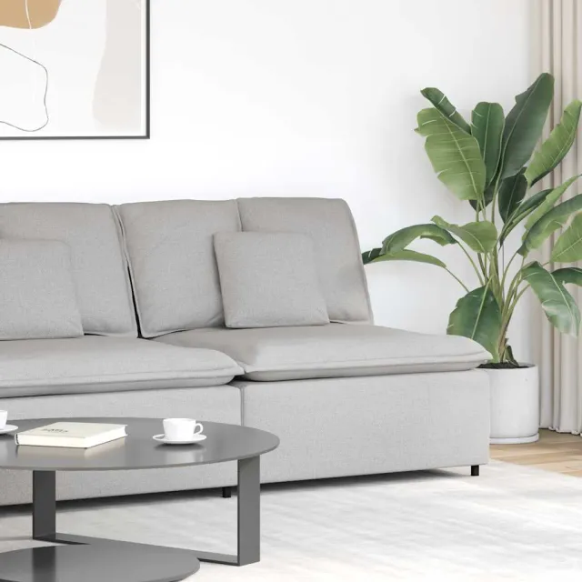 vidaXL Modulaire hoekmodule bank met kussens 100 cm wolk grijs, foto 2