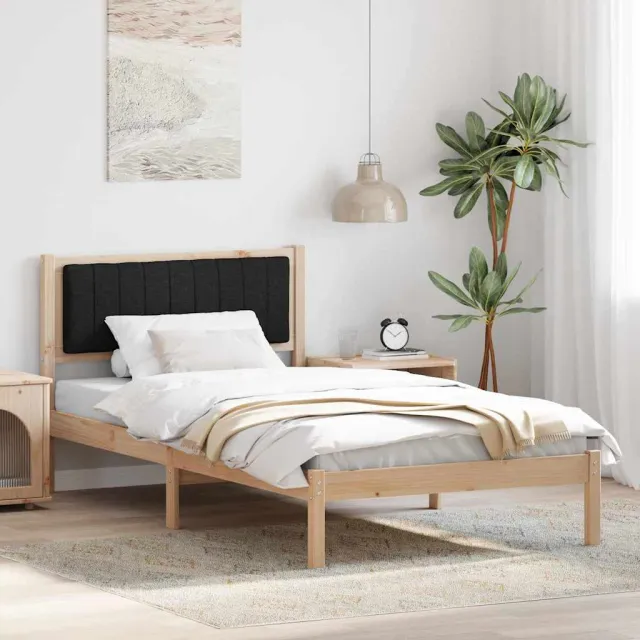 vidaXL Bedframe met Gevoerd Hoofdgedeelte Zwart 100 x 200 cm Bruin