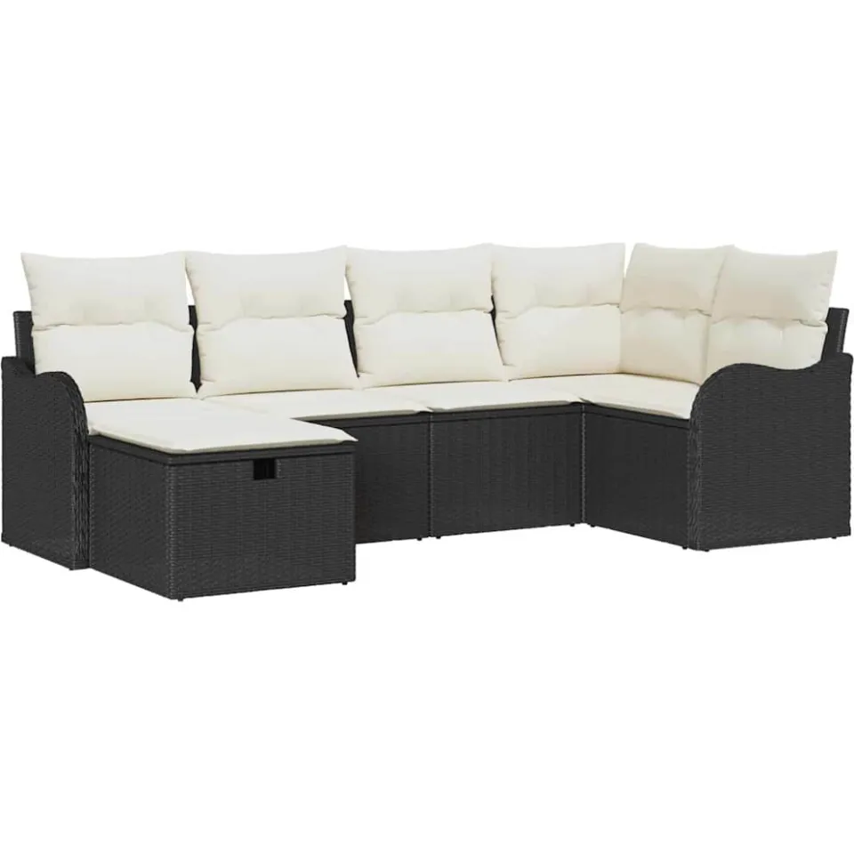 vidaXL Tuin Sofa Set 6 st Poly riet Bruin