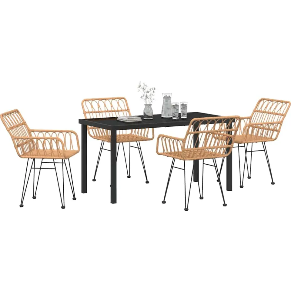 vidaXL Tuin eettafelset 5 st Bruin Gepoedercoat staal