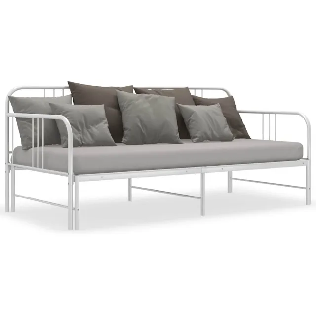 vidaXL Slaapbank uittrekbaar metaal wit 90x200 cm