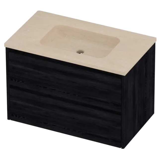 Proline Rollo Badmeubelset Hardsteen Elegant 80x46x54 cm Sand Stone Black Oak Eiken