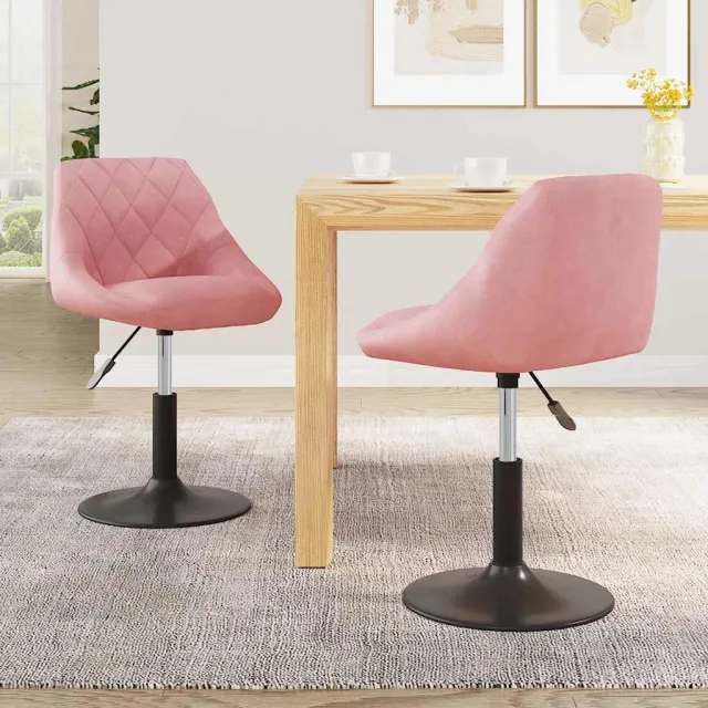 vidaXL Eetkamerstoelen draaibaar 2 st fluweel roze, foto 2