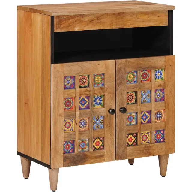 vidaXL Dressoir Naturel 60 x 33 x 75 cm Massief Mango Hout Bruin