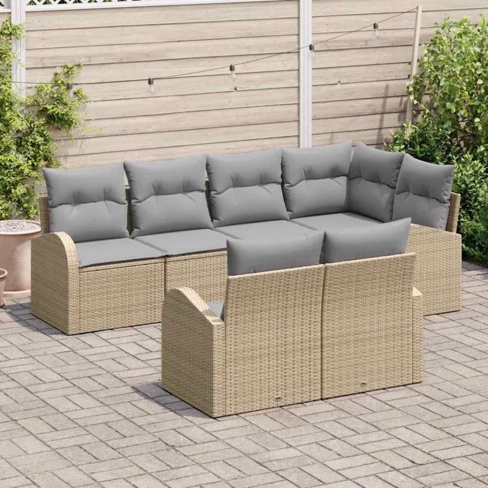 vidaXL Tuin Sofa Set Beige poly rattan, foto 3