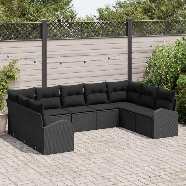 vidaXL Tuinbankenset 9 st Zwart poly rattan, foto 2