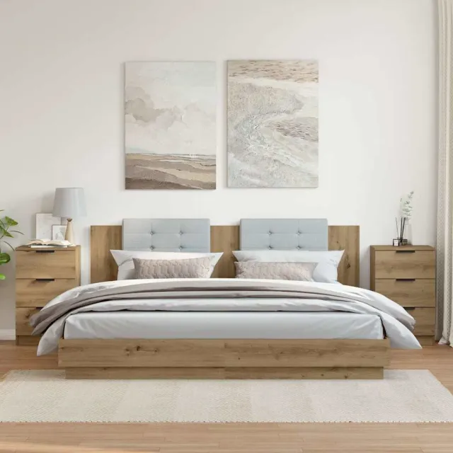vidaXL Nachtkastjes 2 st 40x36x65cm bewerkt hout artisanaal eikenkleur, foto 2