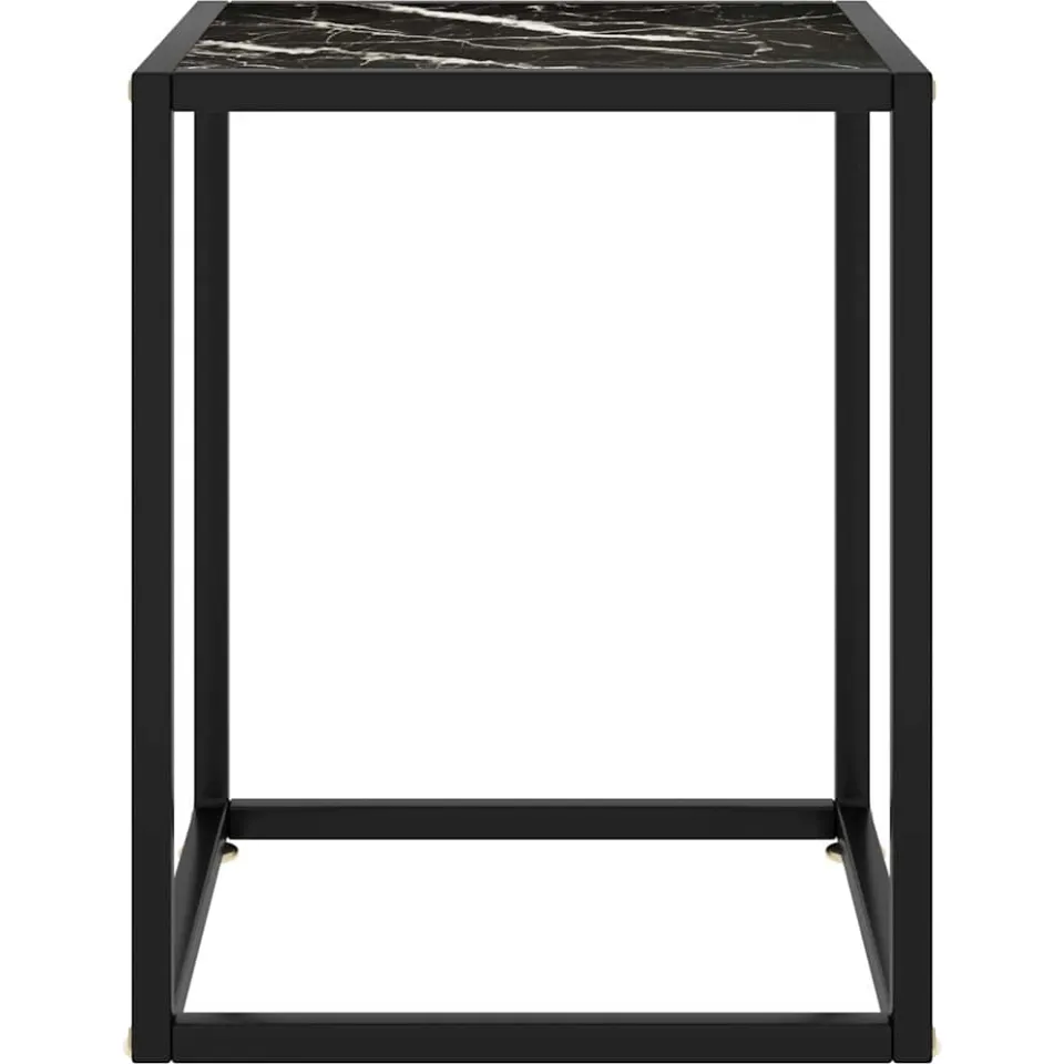 vidaXL Salontafel met zwart marmerglas 40x40x50 cm zwart, foto 2