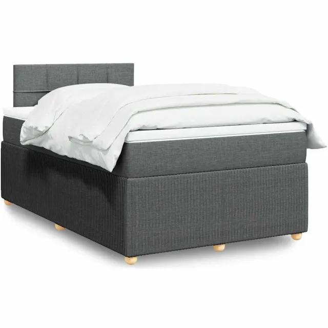 vidaXL Boxspring met matras stof donkergrijs 120x200 cm grijs