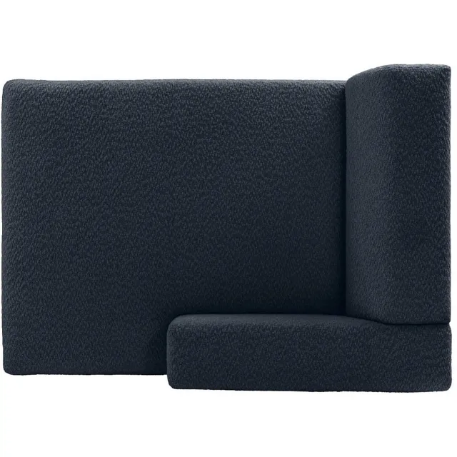 Vente-unique Rechte chaise longue met armleuning in nachtblauwe chenillestof TORISO