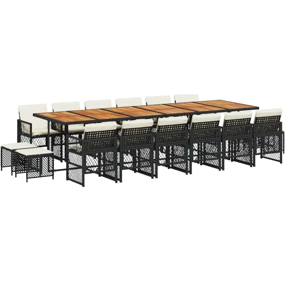 vidaXL 17-delige Tuinset met kussens poly rattan zwart, foto 4