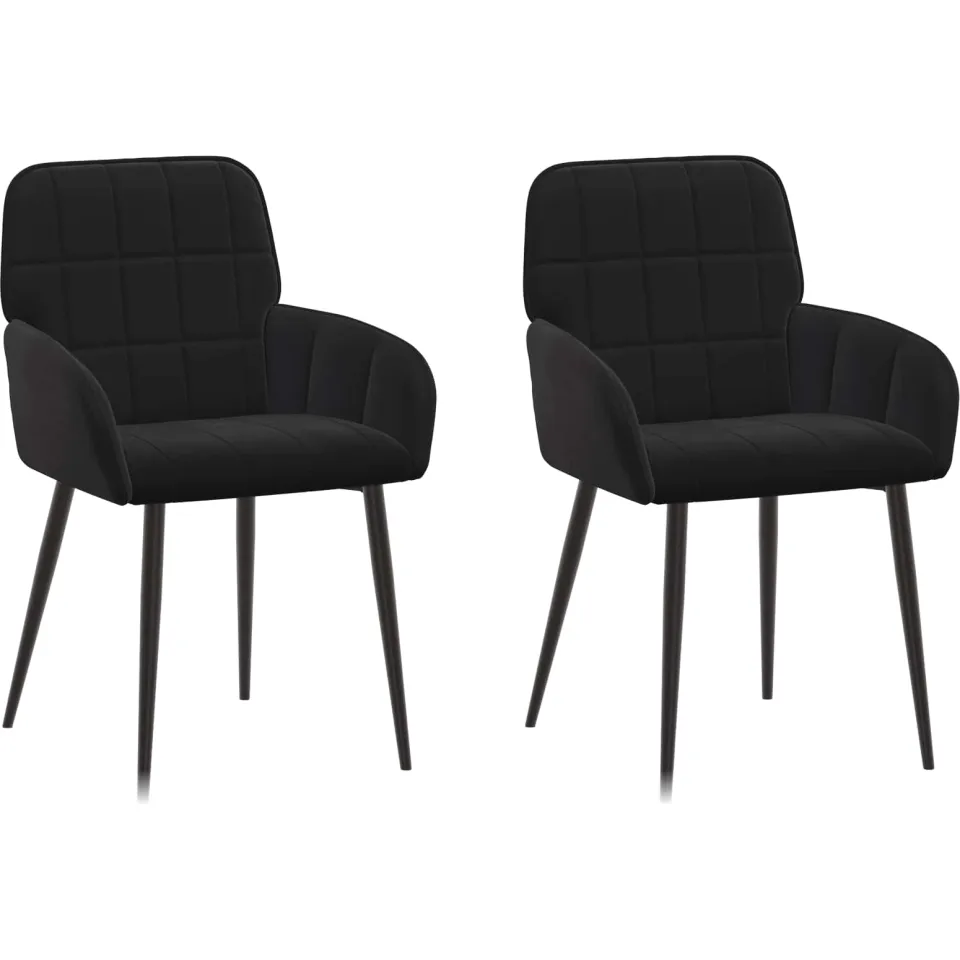 vidaXL Eettafelstoelen 2 st fluweel Zwart 56.5 x 50 x 85 cm, foto 3