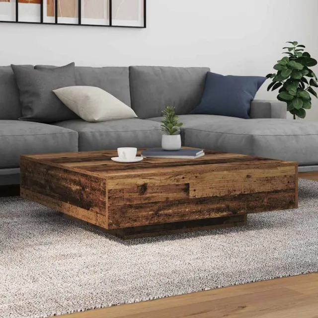 vidaXL Salontafel met LED Stripverlichting Oud hout 100 x 100 x 31 cm Bruin
