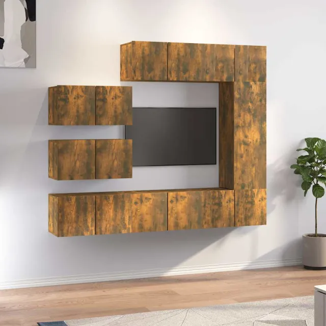 vidaXL 8-delige Tv-meubelset bewerkt hout gerookt eikenkleurig, foto 2