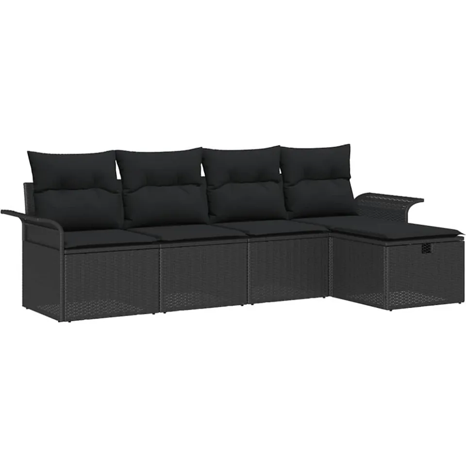vidaXL Tuin Sofa Set 5 st Poly riet Zwart