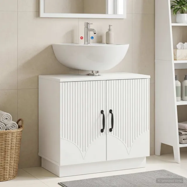 vidaXL Badkamer wastafelkast HOORN Wit 59,5 x 31,5 x 56 cm, foto 2