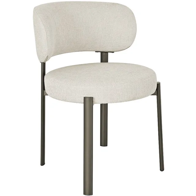 Vente-unique Set van 6 stoelen in getextureerde stof en brons metaal - Crème - ASILOVA