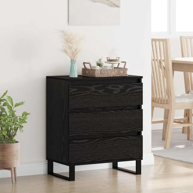 vidaXL Dressoir Zwart Eiken 60 x 35 x 70 cm Bewerkt hout, foto 2