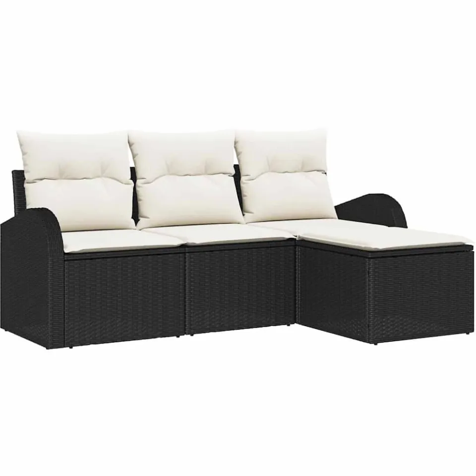 vidaXL Tuin Sofa Set Zwart poly rattan