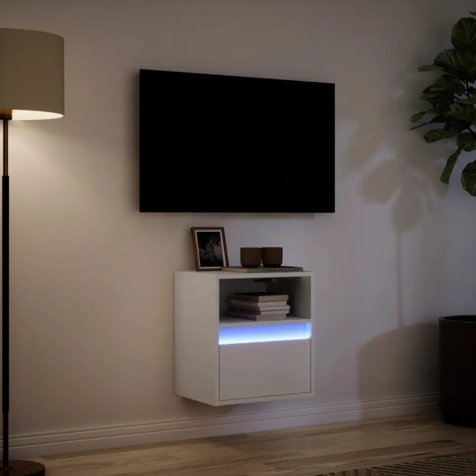 vidaXL Tv-wandmeubel met LED-verlichting 41x31x45 cm wit, foto 4