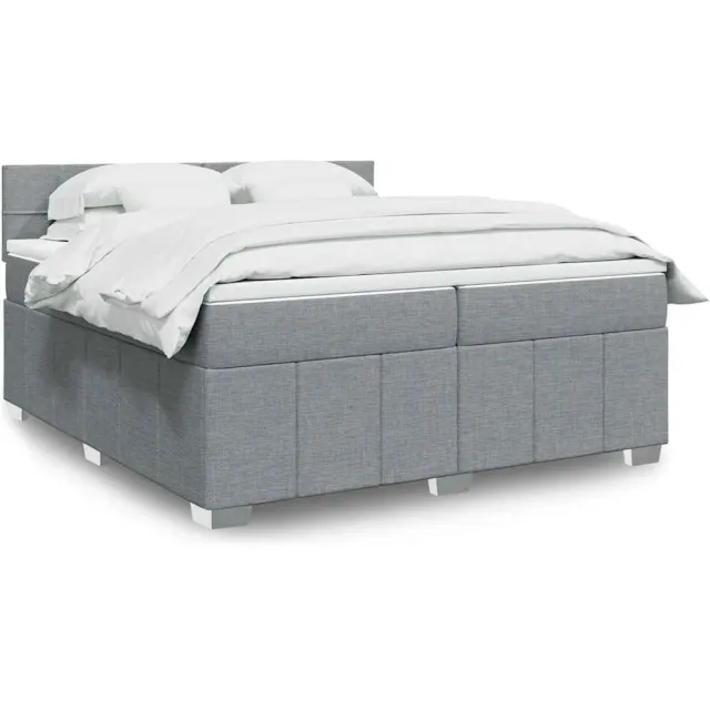 vidaXL Boxspring met matras stof lichtgrijs 200x200 cm grijs