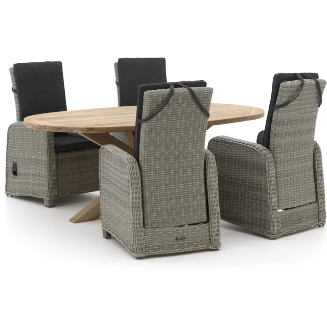 Intenso Furniture Intenso Umbria/ROUGH-Y Ellips 200cm dining tuinset 5-delig verstelbaar Grijs