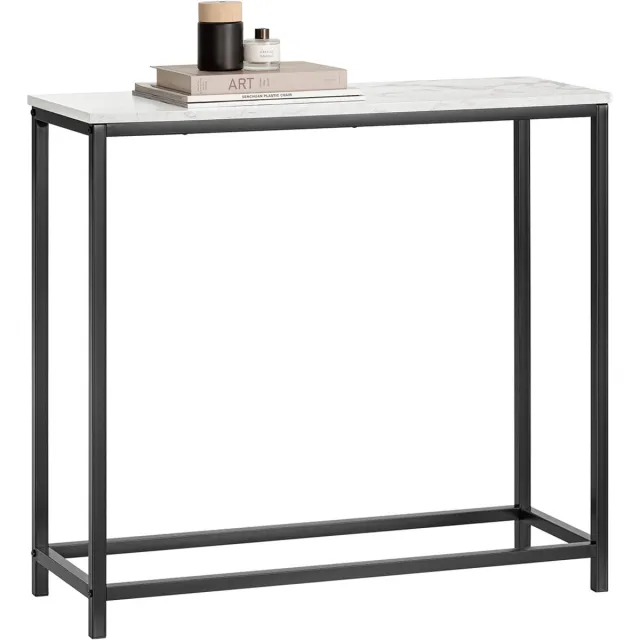 SoBuy Console Tafel met Zwarten Metalen Frame, Sidetable voor Hal, Woonkamer of Slaapkamer, Haltafel, 80x75x30cm